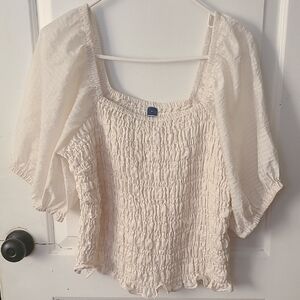 Old Navy Off White Puff Sleeve Blouse